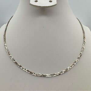 Elegant Vior Sterling Silver Multi Strand Woven Chain Necklace 15.5”